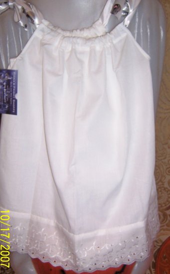 White embroidered pillowcase dress 2T Black Cat Pink Heart ties