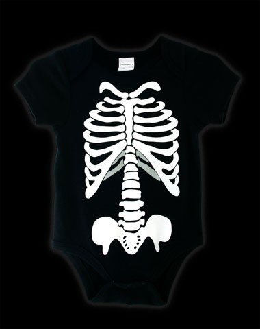 skeleton print onesie
