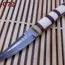 CUSTOM SLICED CAMEL BONE BARS IN OLIVE WOOD SCALE HAND FORGED DAMASCUS KNIFE