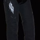 WOMEN'S MOTORYCLE BLK TEXTILE CHAP W/REFLECTIVE WING FEATURE & RIVET DETAILING