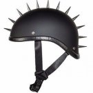 MENS MOTORCYCLE FLAT GLADIATOR MATT BLACK NOVELTY HELMET WITH PUNKY SPIKES