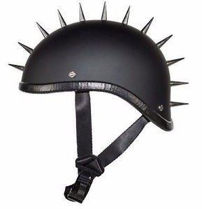 MENS MOTORCYCLE FLAT GLADIATOR MATT BLACK NOVELTY HELMET WITH PUNKY SPIKES