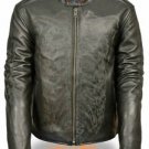 MEN’S MOTORCYCLE REFLECTIVE SKELETON BONES COW LEATHER SCOOTER VENTED JACKET