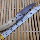 DAMASCUS STEEL FOLDING KNIFE CAMEL BONE & BOLSTER SCALE HAND FORGED RAIN DROP