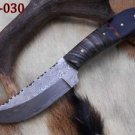 9" HAND MADE & FORGED DAMASCUS STEEL HUNTING KNIFE FULL TANG IN RAM HORN SCALE