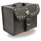 MOTORCYCLE SINGLE BUCKLE STRAP STUDDED & BRAIDED PVC SISSY BAR BAG W/CONCHO