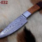 9" FIRE PATTREN DAMASCUS SKINNER KNIFE 4.5" BLADE ROSE & OLIVE WOOD SCALE SHEATH