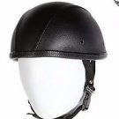 MOTORCYCLE SMOKY NOVELTY LEATHER COVERED HELMET PADDED INSIDE, 3 PLY FIBER
