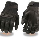 LADIES LEATHER & MESH PROTECTIVE PADDED KNUCKLES & FINGERS RIDING GLOVES KNUCLES