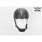 MOTORCYCLE SUN GRAZER FLAT BLACK NOVELTY HELMET W/TRIBAL ART PADDED CHIN STRAP
