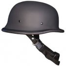 MOTORCYCLE GERMAN NOVELTY RIDERS PADDED FLAT BLACK HELMET 3 PLY FIBER CHIN STRAP