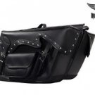 MOTORCYCLE WATER/HEAT RSTNT UV STUDDED PVC SADDLEBAG W/2 POCKETS QUICK RELEASE