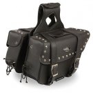 MOTORCYCLE 2PC STUDDED SADDLEBAG 2 STRAP QUICK RELEASE UV WATER HEAT RESISTANT