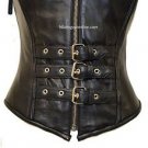 WOMEN'S REAL LAMB LEATHER  BACK LACES  REINFORCED STEEL BONED SEXY CORSET