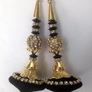 Decorative Black Indian Blouse Latkans Tassels Beaded Accessories Sewing 1 Pair