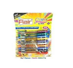 FLAIR XTRA SPARKLE GLITTER GEL 10 COLOR PEN SET WITH FREE WORLDWIDE SHIPPING