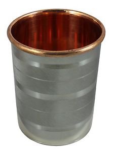 Copper SS Ayurvedic Glass Cup Storage Drinking Water health Yoga Free Shipping