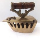 HAND MADE BRASS CHARCOAL WOODEN HANDLE IRON/PRESS DECOR COLLECTIBLE ITEM