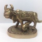 2" Brass Kamdhenu Cow & Calf Statue Sculpture Figurine Home Decor Collectibles