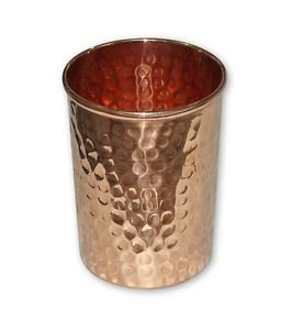 100% Copper 300ml Hammered Drinking Glass Cup Tumbler Mug - Ayurveda Health Yoga