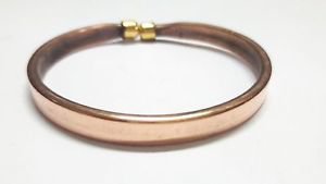 Flat Copper Adjustable Bracelet Cuff Wristlet Wristband - Brass Cap- Men Women