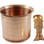 Copper Glass Vessel & Spoon Hindu Puja Havan Diwali Navratra Relgigious Temple