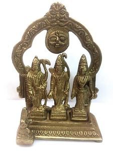 RAM DARBAR BRASS STATUE LORD RAMA WITH GODDESS SITA,LAKSHMANA AND HANUMAN INDIA