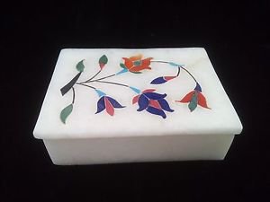 4"x3"x1" Marble Ring Jewelry Box Floral Design Inlay work Art Free Shipping1