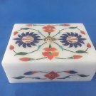 4"x3x1.5 Marble Jewelry Box handmade White stone art & crafts for gift free Ship