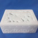 4"x3x1.5" White Marble Jewelry Ring Box handmade Carving work Rectangle Shape