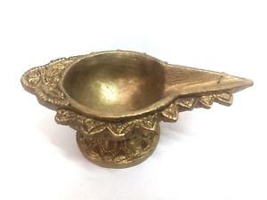 Decorative Brass Oil Lamp Diyas Set of 3 Diya Kuber India Hindu Puja Religious