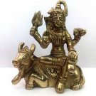 Lord Shiva Seated on His Mount Carrier Nandi - Fine Brass Figurine Statue + Ship