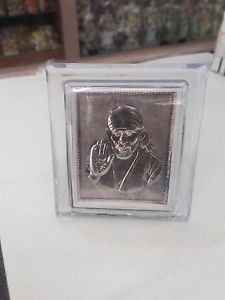 SILVER FINISH SHIRDI SAI BABA WHITE METAL SILVER PLATED CAR STATUE IDOL + SHIPP1