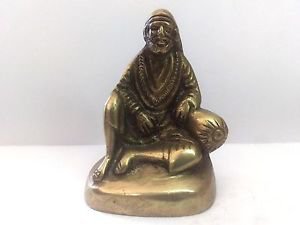 SAI BABA IDOL IN SOLID BRASS HINDU RELIGION SCLUPTURE DECOR GIFT FIGURINE