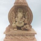 8" Wood Ganesha Ganesh Idol Wooden Statue God Elephant Hindu Lord Figurine+Shipp