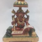 Hand Painted Beautiful Looking 6" Idol Lord of Success WoodenGanesh HomeDecor