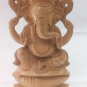 Wooden GANESH Statue 8" Inch Hand Carved Hindu Elephant God India Brown Lord