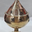 DECORATIVE BRASS DIYA OIL BURNER WITH OM ON TOP FOR PUJA AARTI IN TEMPLE