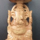 7" Wooden GANESH Statue Hand Carved Hindu Elephant God India Lord+Free Shipp