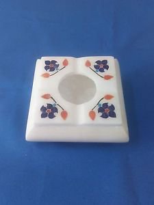 Square Marble floral inlay work Ashtray Cigar Cigarette Ash Man Gift Free Shipp