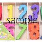 Wooden Number Templates Colorful set of 10 Height of 4 cm inch number 6 pics