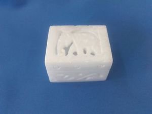 White Marble Elephant Carving work Square Shape jewelry box Excellent Gifts+Ship