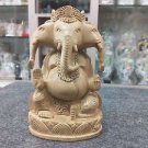 6"Three mukhi Wooden GANESH Statue Hand Carved Hindu Elephant God Religious idol