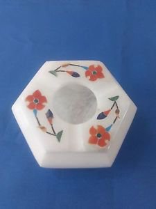 Octagon Marble floral inlay work Ashtray Cigar Cigarette Ash Man Gift Free Shipp