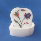 Gorgeous Heart Shape White Marble Jewelry Storage Box Real Gem Inlay Work Box $$