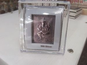 SILVER FINISH BLESSING GANESH WHITE METAL SILVER PLATED CAR STATUE IDOL + SHIPP1