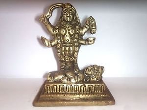 Small Brass Goddess Maa Kaali,Maa Kali Shiva Alter  Meditation Durga idol+ Shipp