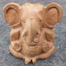 Wooden GANESH Statue Hand Carved Hindu God For Prayer India Brown Lord+SHIPPING1