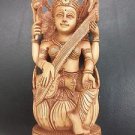6" Rare Hindu Goddess Sarasvati Statue wooden Maa Mata Saraswati  Free Shippng $