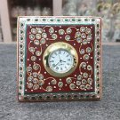 3" White Marble Table Watch Jaipur Hand Carfted Floral Art Home Decor Gifts